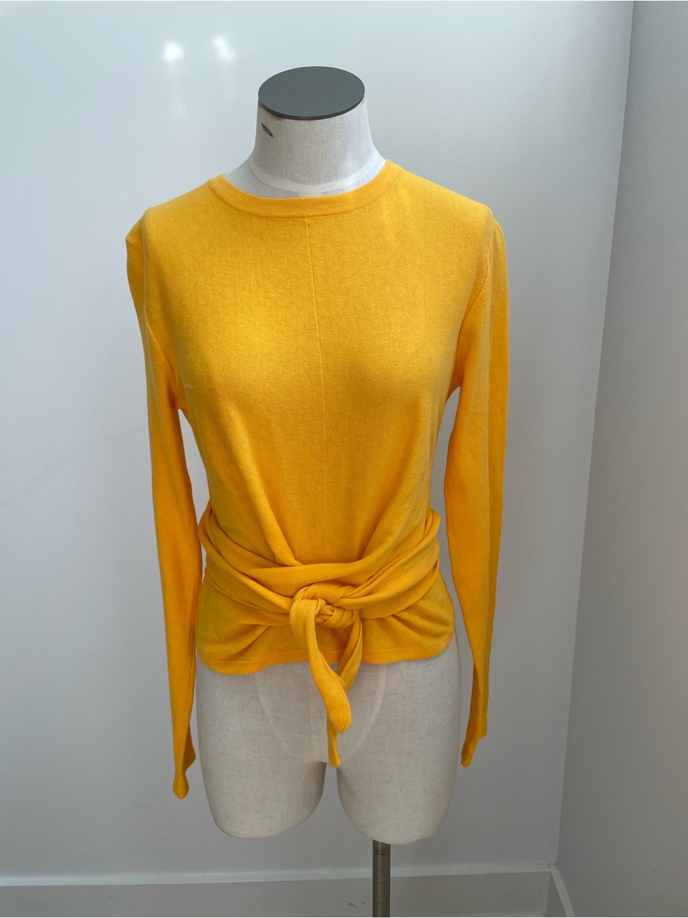 Modern Citizen Yellow Tie-Waist Long Sleeve Knit Top